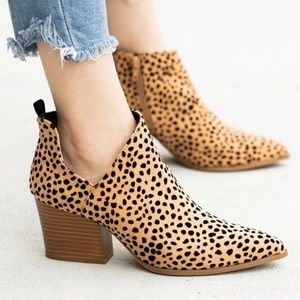Leopard ankle cut boots